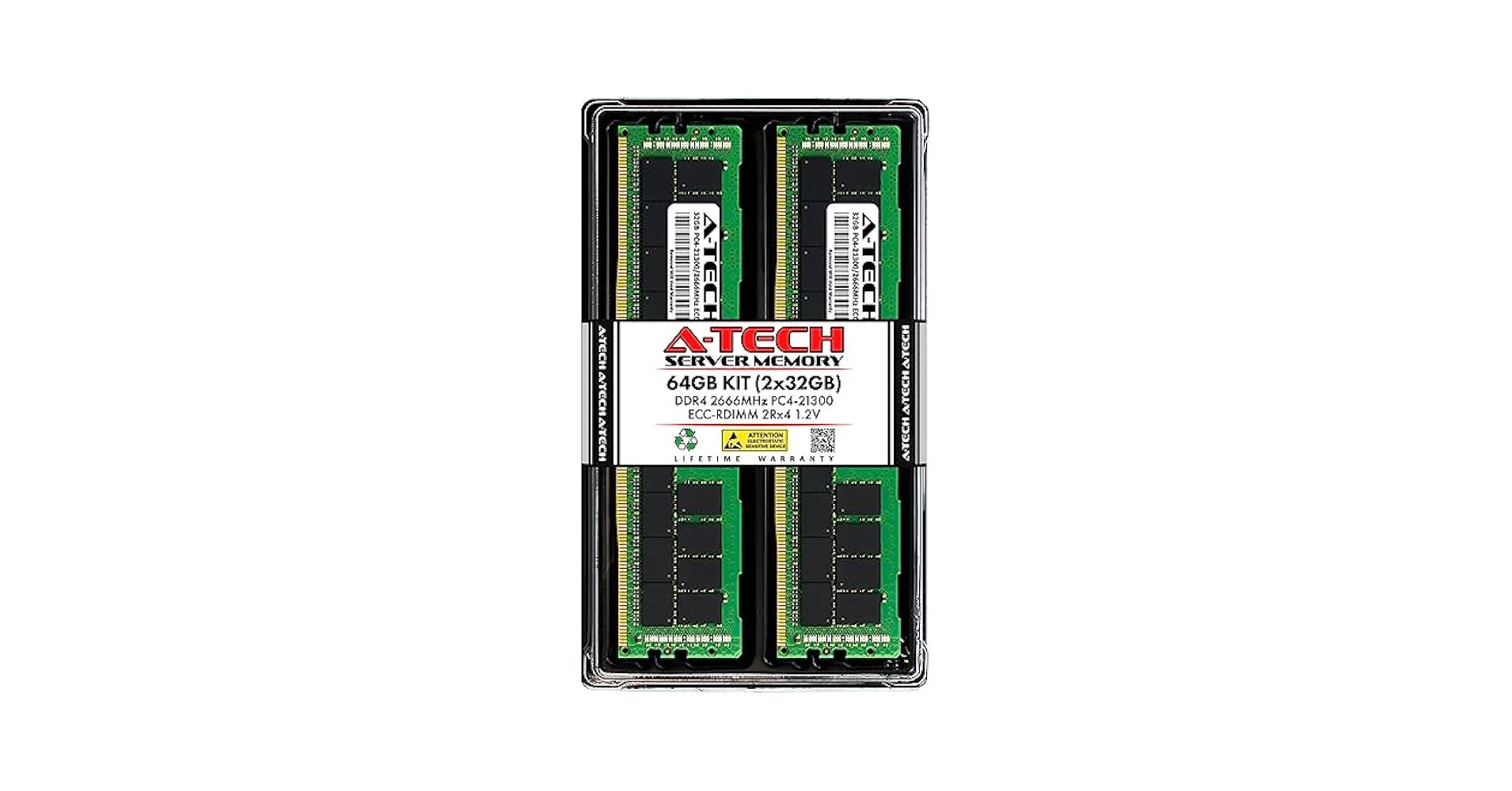 A-Tech 64GB Kit (2x32GB) DDR4 2666MHz PC4-21300 ECC RDIMM